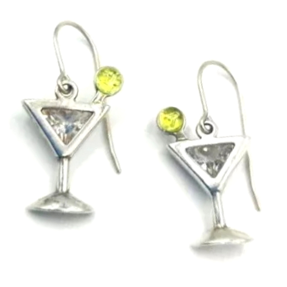 Silpada 925 Sterling Silver Martini Earrings Peridot